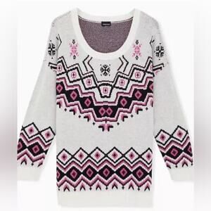 Torrid Ivory Fair Isle Crew Neck Pullover
